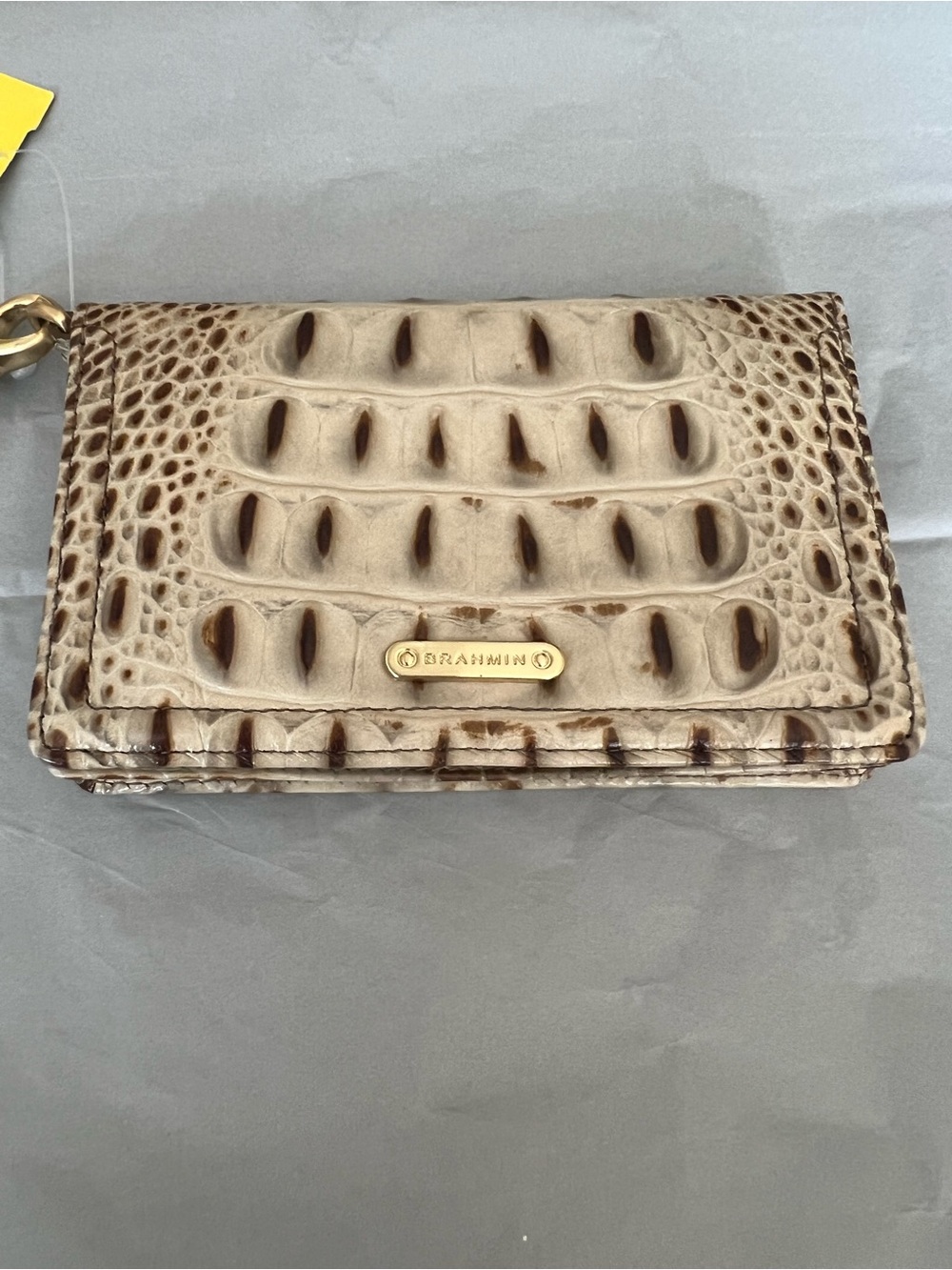 Brahmin Beige Croc-Embossed Wrist Wallet NWOT